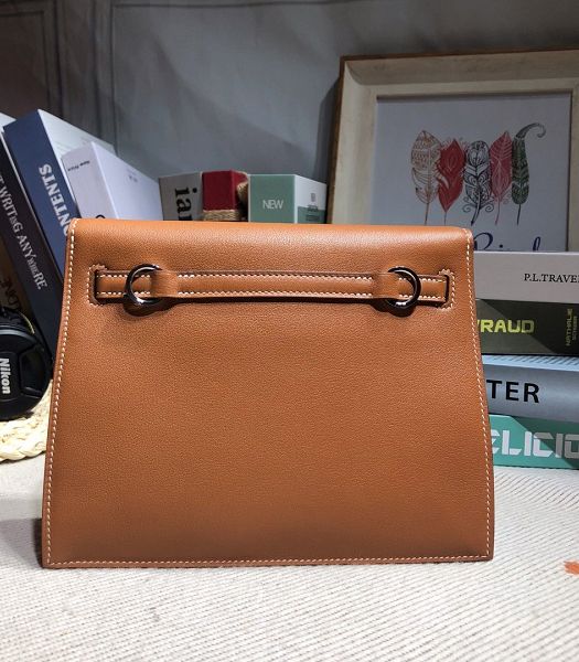 Hermes Kelly 22cm DanSe Brown Imported Swift Leather Silver Metal Handbag