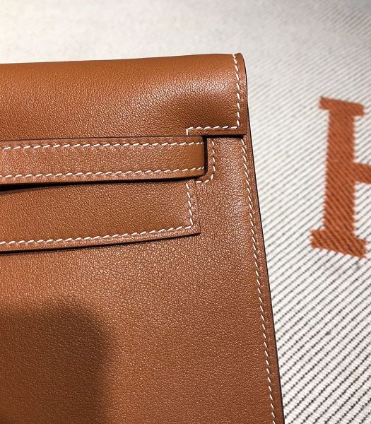 Hermes Kelly 22cm DanSe Brown Imported Swift Leather Silver Metal Handbag