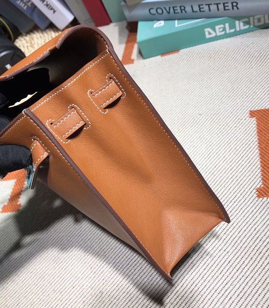 Hermes Kelly 22cm DanSe Brown Imported Swift Leather Silver Metal Handbag