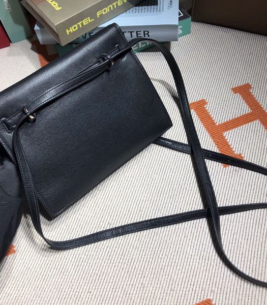 Hermes Kelly 22cm DanSe Black Imported Swift Leather Silver Metal Handbag
