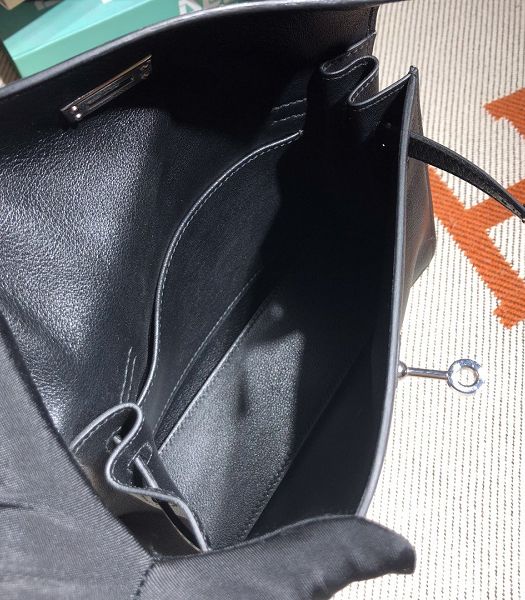 Hermes Kelly 22cm DanSe Black Imported Swift Leather Silver Metal Handbag