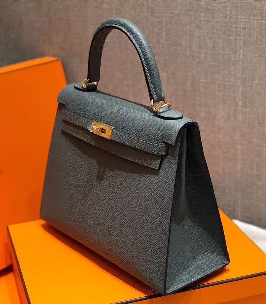 Hermes Kelly 25cm Bag Almond Green Imported Palm Veins Leather Golden Metal