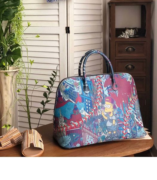 Hermes Bolide Shark 45cm Bag Spider Print Black Imported Leather