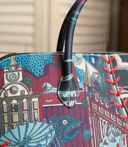 Hermes Bolide Shark 45cm Bag Spider Print Black Imported Leather