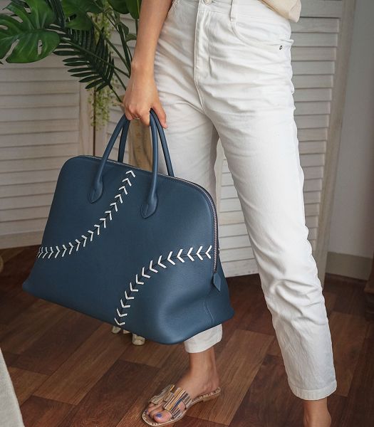Hermes Bolide 45cm Bag Dark Blue Imported Leather