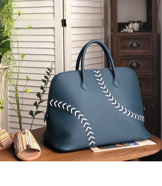 Hermes Bolide 45cm Bag Dark Blue Imported Leather
