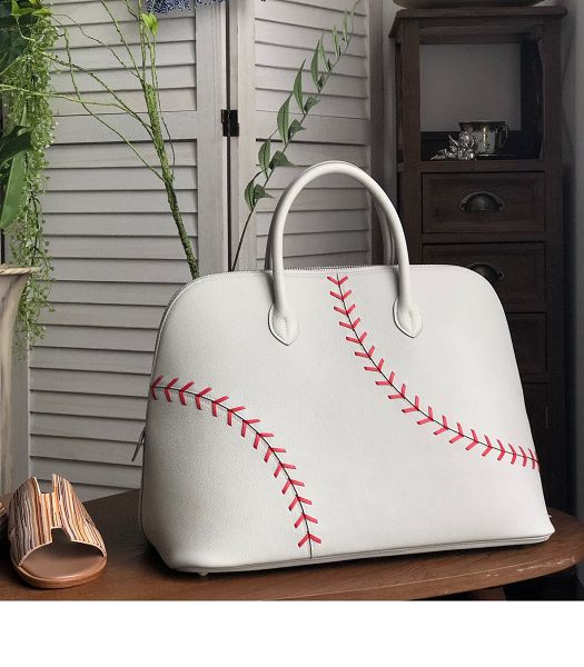 Hermes Bolide 45cm Bag White Imported Leather
