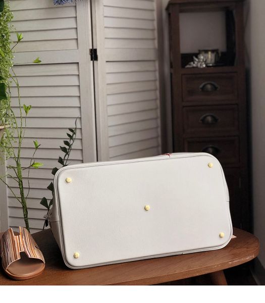 Hermes Bolide 45cm Bag White Imported Leather