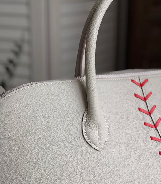 Hermes Bolide 45cm Bag White Imported Leather