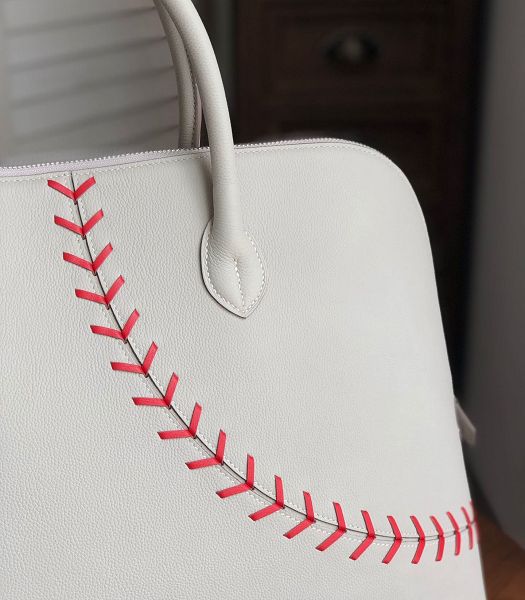 Hermes Bolide 45cm Bag White Imported Leather