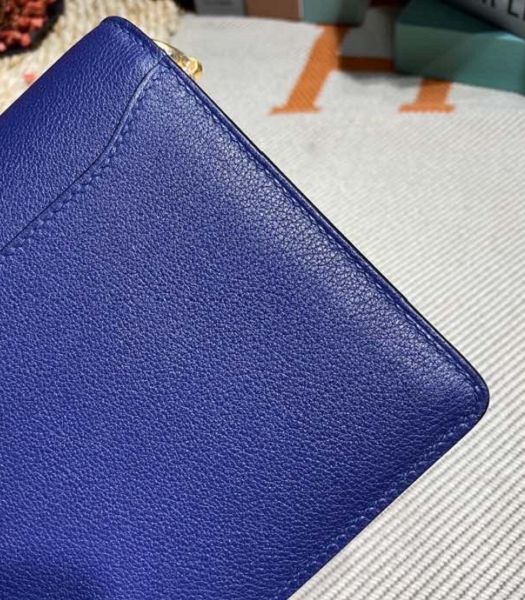 Hermes Roulis Mini 19cm Bag Sapphire Blue Imported Leather Golden Metal
