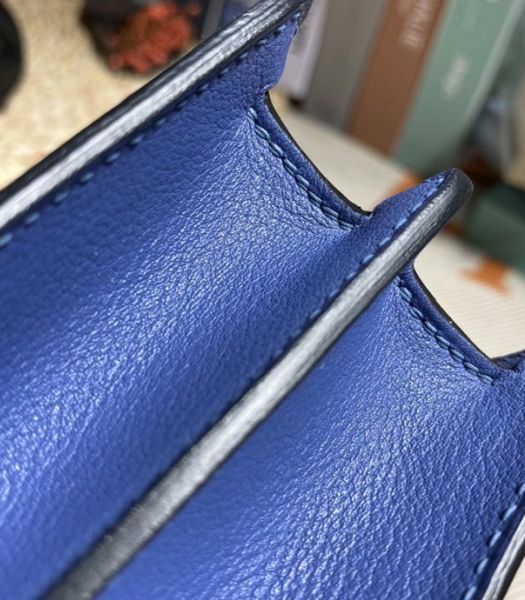 Hermes Roulis Mini 19cm Bag Blue Imported Leather Silver Metal