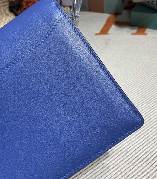 Hermes Roulis Mini 19cm Bag Blue Imported Leather Silver Metal