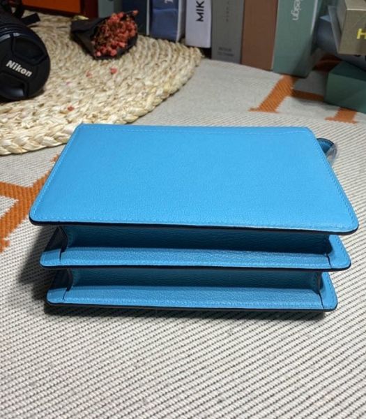 Hermes Roulis Mini 19cm Bag North Blue Imported Leather Silver Metal