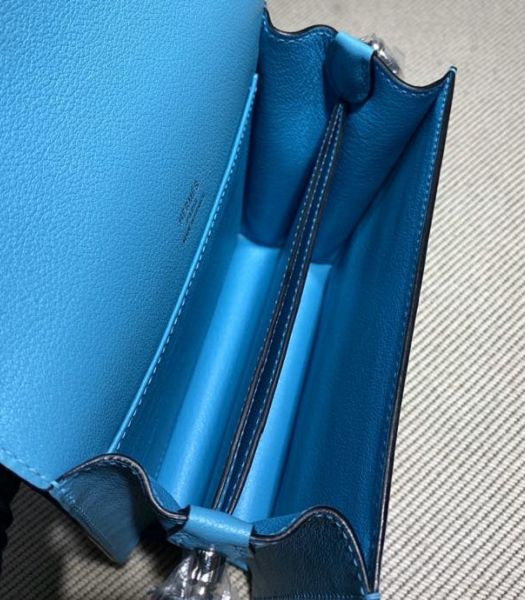 Hermes Roulis Mini 19cm Bag North Blue Imported Leather Silver Metal