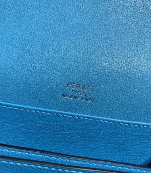 Hermes Roulis Mini 19cm Bag North Blue Imported Leather Silver Metal