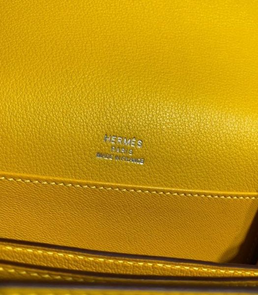 Hermes Roulis Mini 19cm Bag Amber Yellow Imported Leather Silver Metal