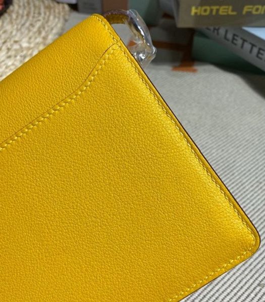 Hermes Roulis Mini 19cm Bag Amber Yellow Imported Leather Silver Metal