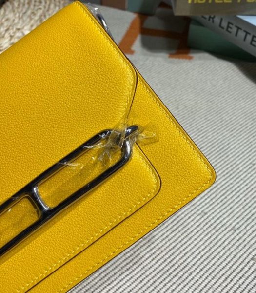 Hermes Roulis Mini 19cm Bag Amber Yellow Imported Leather Silver Metal