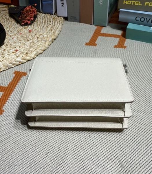 Hermes Roulis Mini 19cm Bag White Imported Leather Silver Metal