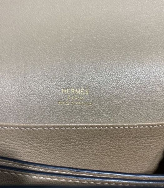 Hermes Roulis Mini 19cm Bag Light Grey Imported Leather Golden Metal