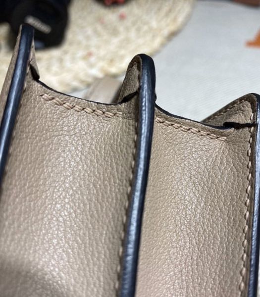 Hermes Roulis Mini 19cm Bag Light Grey Imported Leather Golden Metal