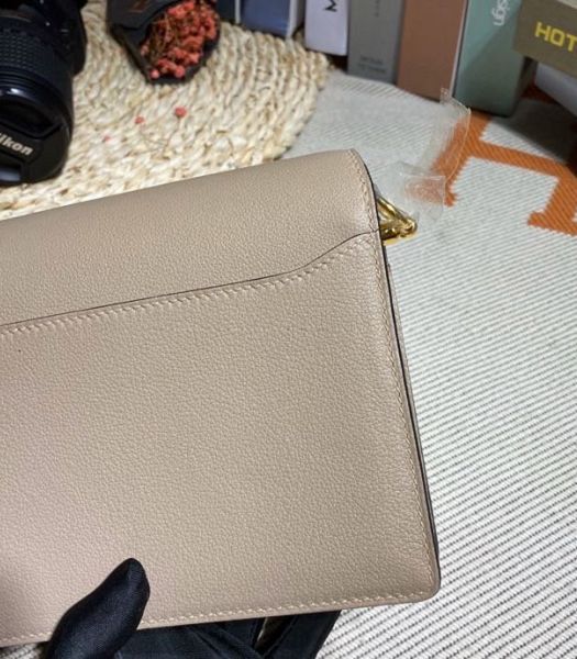 Hermes Roulis Mini 19cm Bag Light Grey Imported Leather Golden Metal