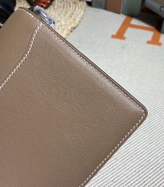 Hermes Roulis Mini 19cm Bag Light Grey Imported Leather Silver Metal