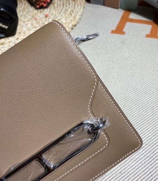Hermes Roulis Mini 19cm Bag Light Grey Imported Leather Silver Metal
