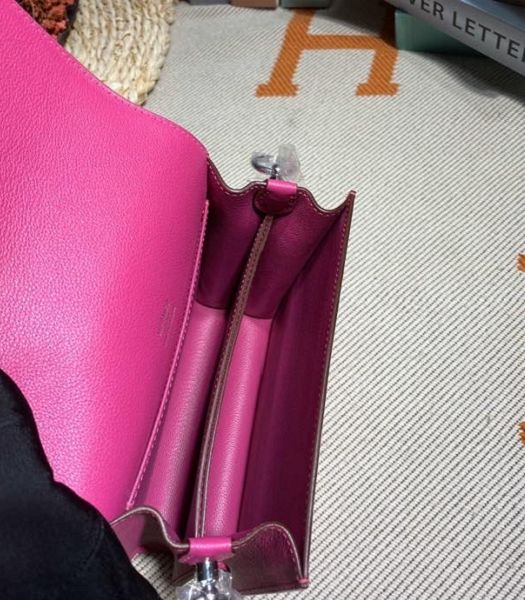 Hermes Roulis Mini 19cm Bag Peach Imported Leather Silver Metal