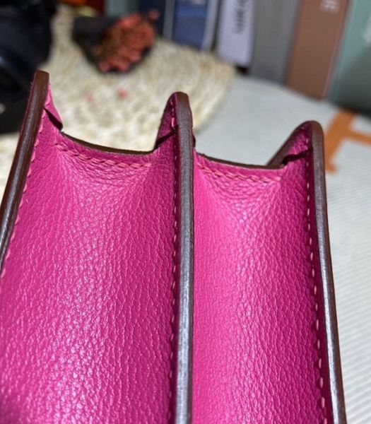 Hermes Roulis Mini 19cm Bag Peach Imported Leather Silver Metal