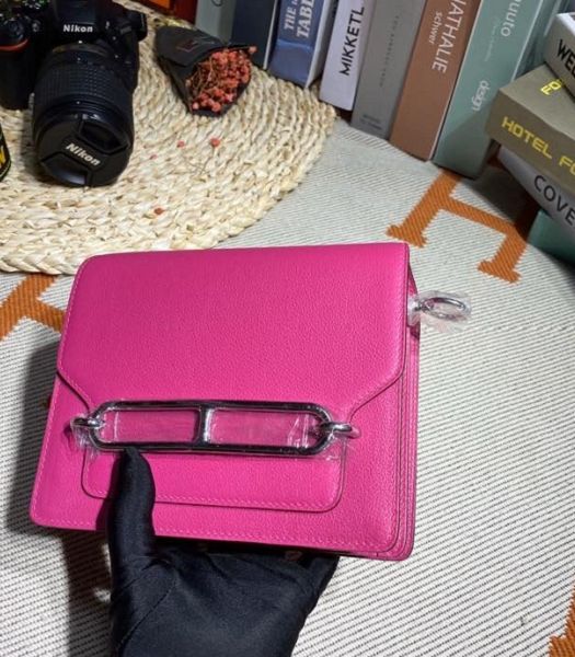 Hermes Roulis Mini 19cm Bag Peach Imported Leather Silver Metal