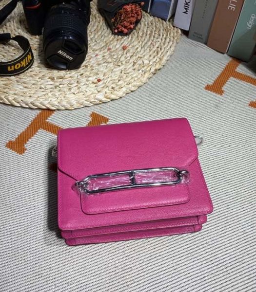 Hermes Roulis Mini 19cm Bag Peach Imported Leather Silver Metal