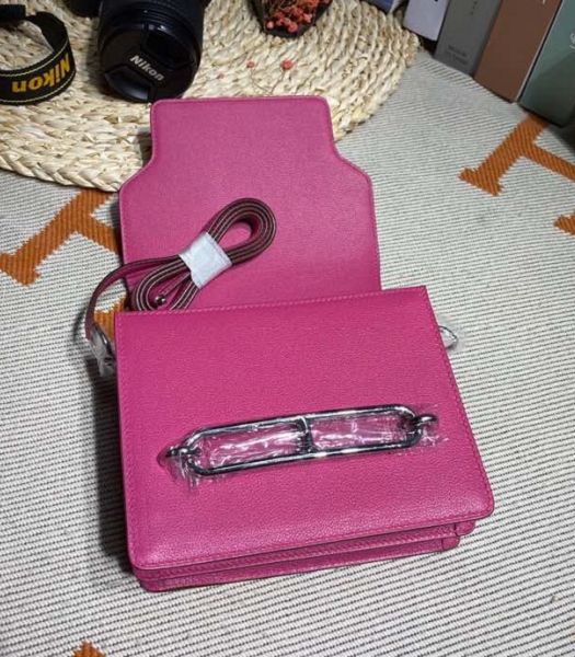 Hermes Roulis Mini 19cm Bag Peach Imported Leather Silver Metal
