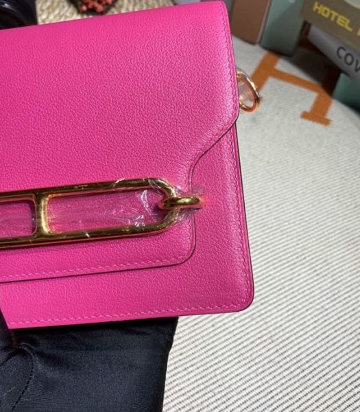 Hermes Roulis Mini 19cm Bag Peach Imported Leather Golden Metal