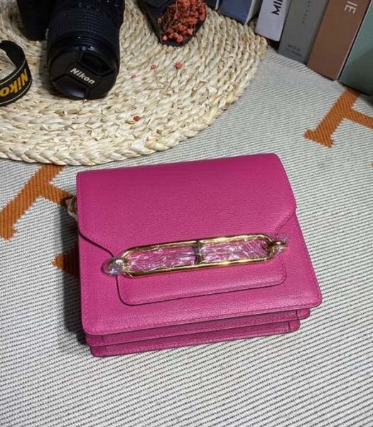 Hermes Roulis Mini 19cm Bag Peach Imported Leather Golden Metal