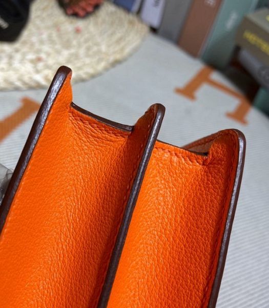Hermes Roulis Mini 19cm Bag Orange Imported Leather Silver Metal