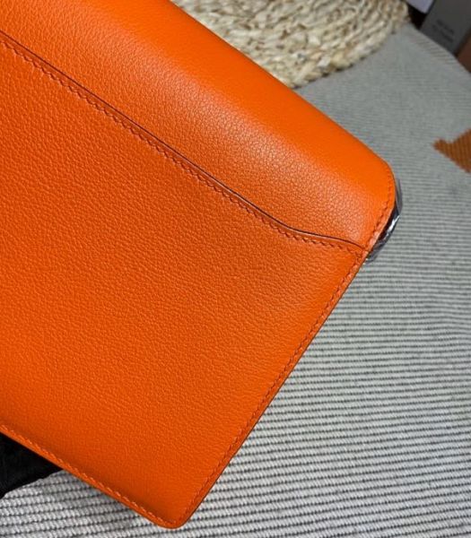 Hermes Roulis Mini 19cm Bag Orange Imported Leather Silver Metal