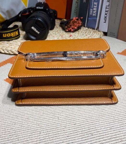 Hermes Roulis Mini 19cm Bag Brown Imported Leather Silver Metal