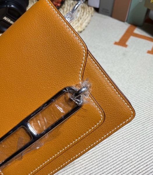 Hermes Roulis Mini 19cm Bag Brown Imported Leather Silver Metal
