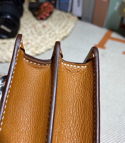Hermes Roulis Mini 19cm Bag Brown Imported Leather Silver Metal