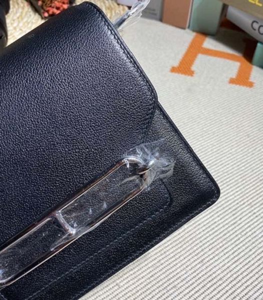 Hermes Roulis Mini 19cm Bag Black Imported Leather Silver Metal