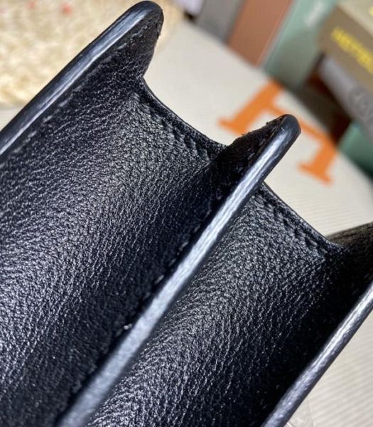 Hermes Roulis Mini 19cm Bag Black Imported Leather Silver Metal