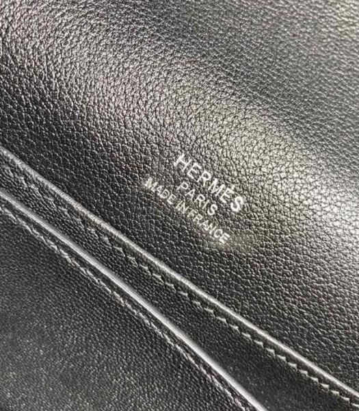 Hermes Roulis Mini 19cm Bag Black Imported Leather Silver Metal