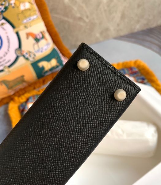 Hermes Kelly 19cm Bag Black Imported Palm Veins Leather Golden Metal