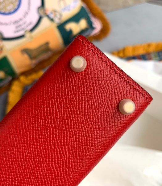 Hermes Kelly 19cm Bag Red Imported Palm Veins Leather Golden Metal
