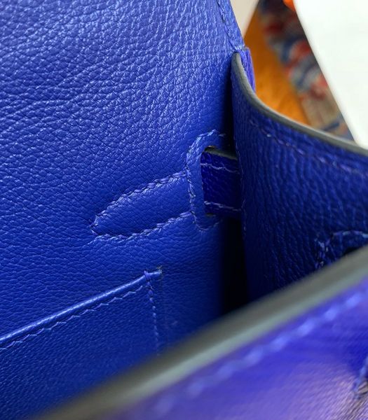 Hermes Kelly 19cm Bag Electric Blue Imported Palm Veins Leather Golden Metal