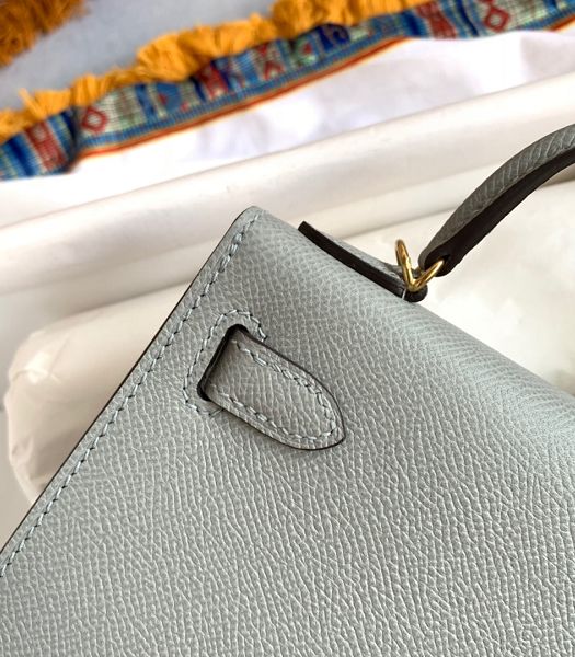 Hermes Kelly 19cm Bag Glacier Blue Imported Palm Veins Leather Golden Metal