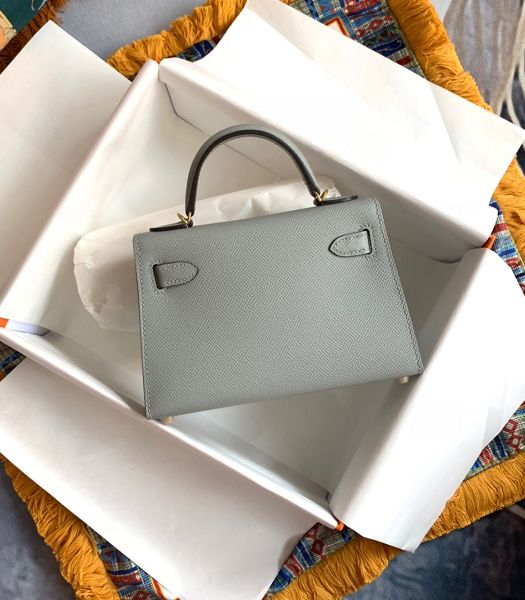 Hermes Kelly 19cm Bag Glacier Blue Imported Palm Veins Leather Golden Metal