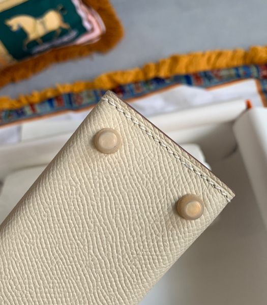 Hermes Kelly 19cm Bag Milkshake White Imported Palm Veins Leather Golden Metal